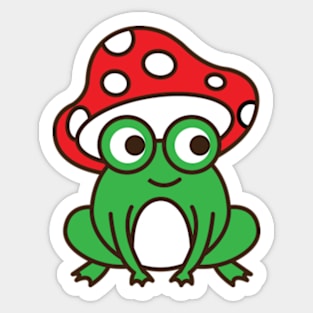 Cottagecore Cute Frog Mushroom Hat Sticker